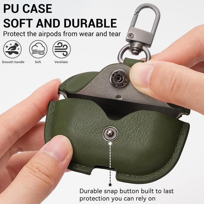 Funda protectora de cuero para auriculares XDcase Business con gancho, For AirPods Pro 3, For AirPods 4, For AirPods Pro 2 / 1