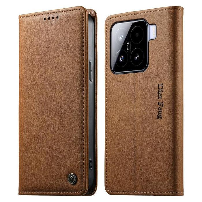 Funda para teléfono Dierfeng de cuero vegano con cierre magnético y protección RFID., For Xiaomi 15, For Xiaomi 14T Pro, For Xiaomi 14T, For Xiaomi Poco F6 / Redmi Turbo 3
