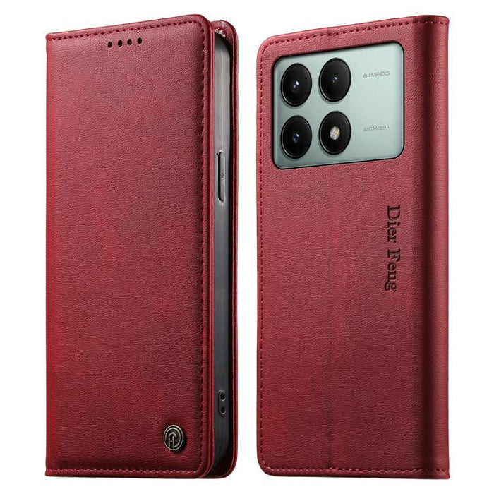 Funda para teléfono Dierfeng de cuero vegano con cierre magnético y protección RFID., For Redmi 14C 4G / 14R / A4 5G, For Redmi Note 14 Pro 4G, For Redmi Note 14 4G 163.25mm, For Redmi Note 14 Pro 5G / Note 14 Pro+ 5G, For Redmi K70 Ultra              ...