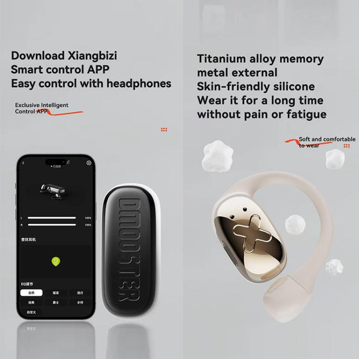 Auriculares inalámbricos Bluetooth D MOOSTER D55 Pro OWS con cancelación de ruido ENC, montados en la oreja.