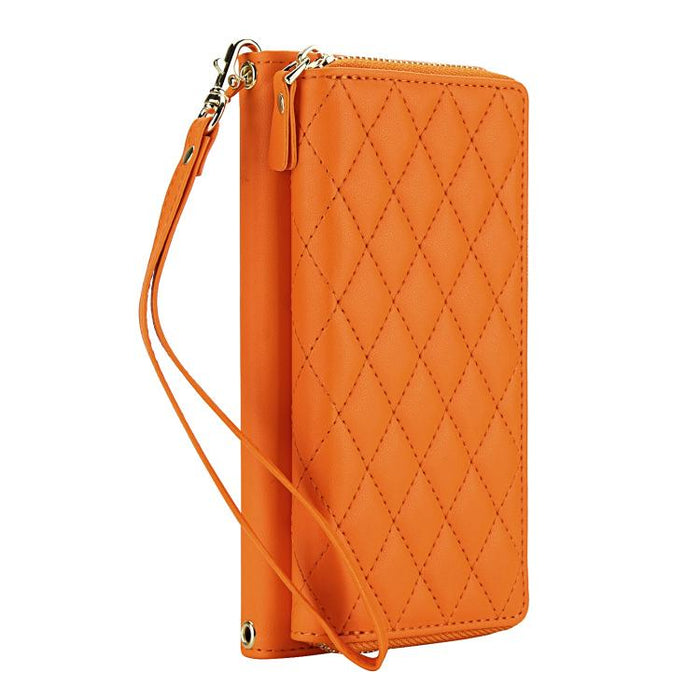 Cartera bandolera con cremallera y diseño de rombos, protección RFID y funda para teléfono de piel vegana., For iPhone 17 Pro Max, For iPhone 17 Pro