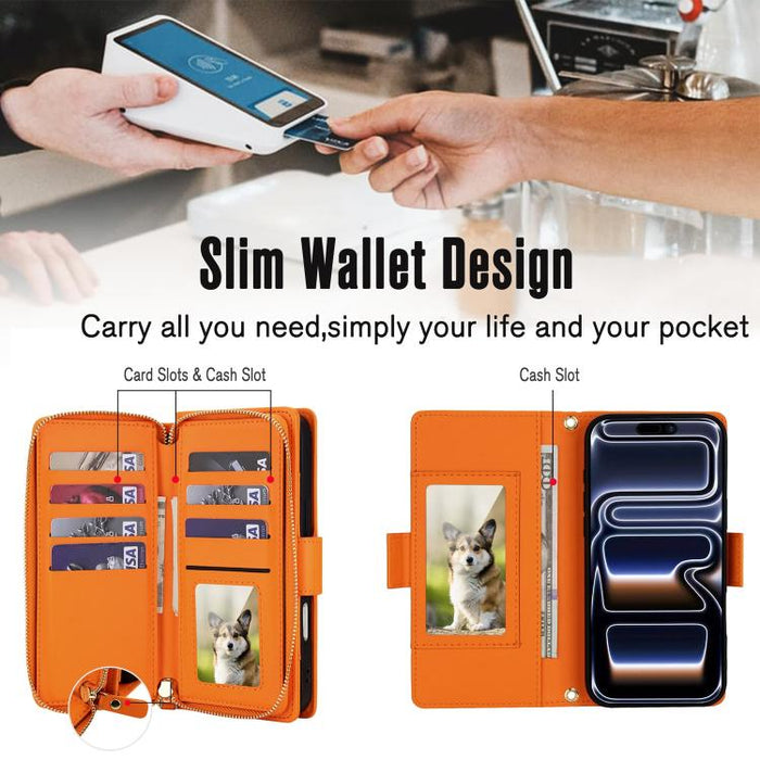 Cartera bandolera con cremallera y diseño de rombos, protección RFID y funda para teléfono de piel vegana., For iPhone 17 Pro Max, For iPhone 17 Pro