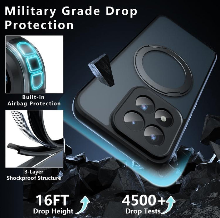 Funda para teléfono híbrida de PC TPU con soporte magnético Armor, For Xiaomi 17 Max 5G, For Xiaomi 17T Pro 5G, For Xiaomi 17T 5G, For Xiaomi 17 Ultra, For Xiaomi 17 Pro Max, For Xiaomi 15T Pro