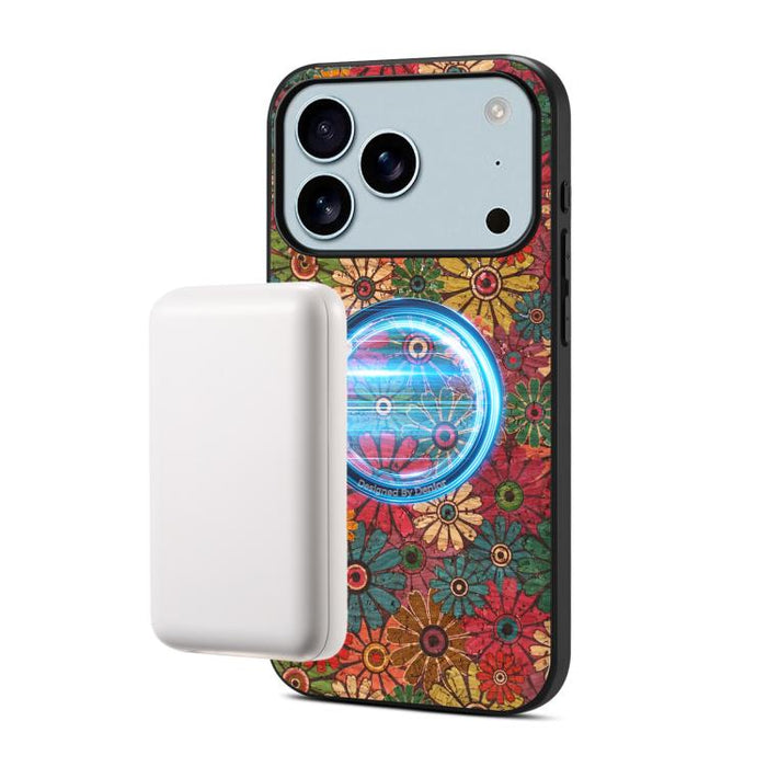 Funda magnética para teléfono Denior A07 de la serie Lenguaje de las Flores, de piel vegana, For iPhone 17 Pro Max, For iPhone 17 Pro, For iPhone 17, For iPhone Air