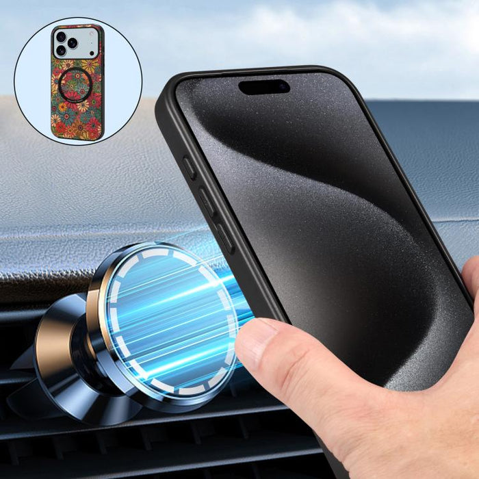 Funda magnética para teléfono Denior A07 de la serie Lenguaje de las Flores, de piel vegana, For iPhone 17 Pro Max, For iPhone 17 Pro, For iPhone 17, For iPhone Air