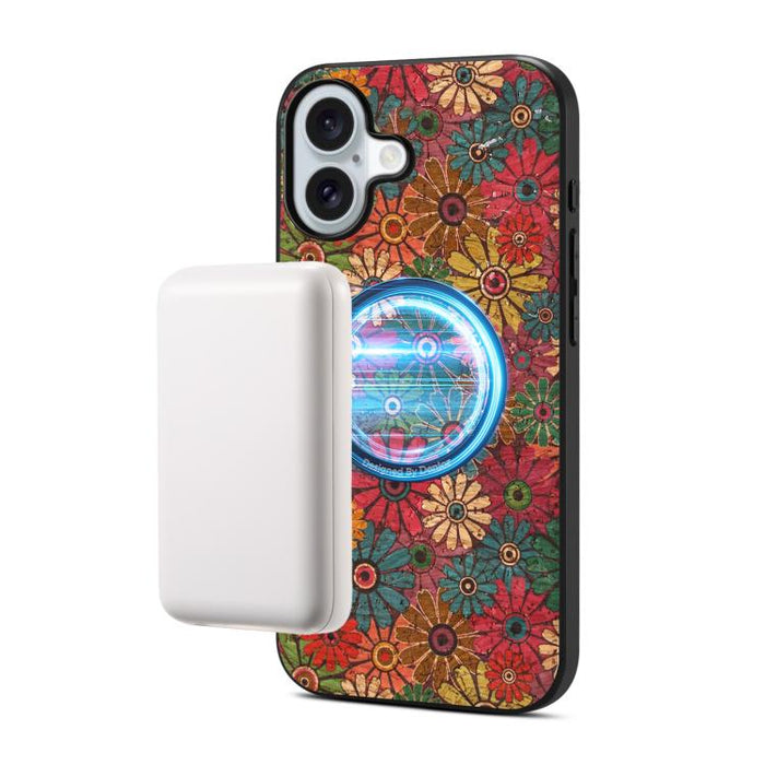 Funda magnética para teléfono Denior A07 de la serie Lenguaje de las Flores, de piel vegana, For iPhone 17 Pro Max, For iPhone 17 Pro, For iPhone 17, For iPhone Air