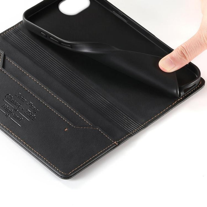 Funda para teléfono Dierfeng de cuero vegano con cierre magnético y protección RFID., For iPhone 17e / 16e, For iPhone 17 Pro Max, For iPhone 17 Pro, For iPhone 17, For iPhone Air, For iPhone 16 Pro Max, For iPhone 16 Pro, For iPhone 16 Plus           ...