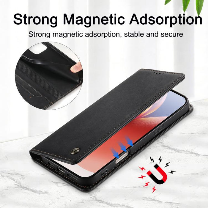 Funda para teléfono Dierfeng de cuero vegano con cierre magnético y protección RFID., For iPhone 17e / 16e, For iPhone 17 Pro Max, For iPhone 17 Pro, For iPhone 17, For iPhone Air, For iPhone 16 Pro Max, For iPhone 16 Pro, For iPhone 16 Plus           ...