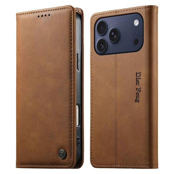 Funda para teléfono Dierfeng de cuero vegano con cierre magnético y protección RFID., For iPhone 17e / 16e, For iPhone 17 Pro Max, For iPhone 17 Pro, For iPhone 17, For iPhone Air, For iPhone 16 Pro Max, For iPhone 16 Pro, For iPhone 16 Plus           ...