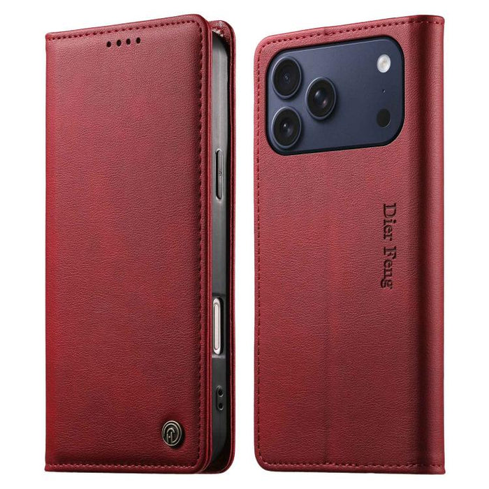 Funda para teléfono Dierfeng de cuero vegano con cierre magnético y protección RFID., For iPhone 17e / 16e, For iPhone 17 Pro Max, For iPhone 17 Pro, For iPhone 17, For iPhone Air, For iPhone 16 Pro Max, For iPhone 16 Pro, For iPhone 16 Plus           ...