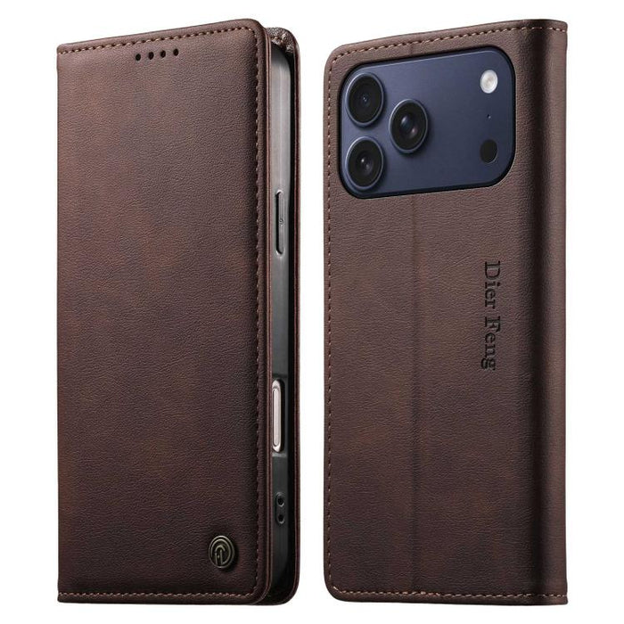 Funda para teléfono Dierfeng de cuero vegano con cierre magnético y protección RFID., For iPhone 17e / 16e, For iPhone 17 Pro Max, For iPhone 17 Pro, For iPhone 17, For iPhone Air, For iPhone 16 Pro Max, For iPhone 16 Pro, For iPhone 16 Plus           ...