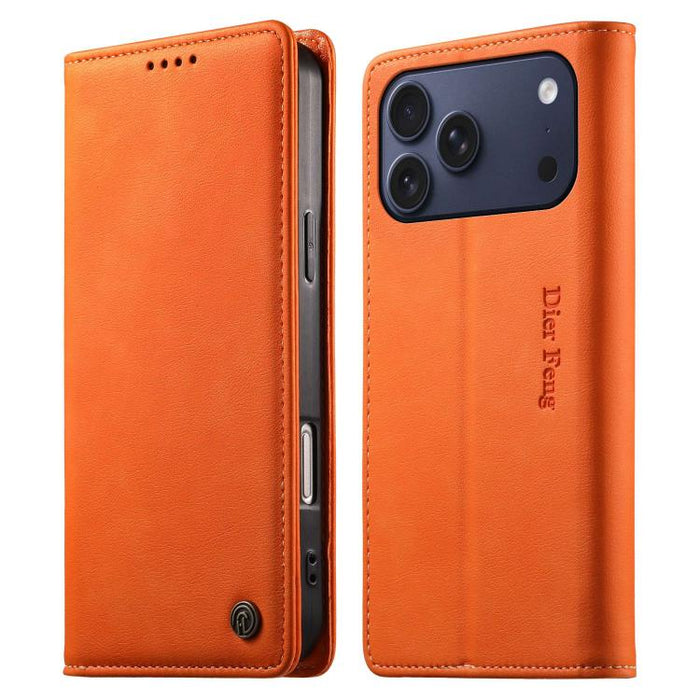 Funda para teléfono Dierfeng de cuero vegano con cierre magnético y protección RFID., For iPhone 17e / 16e, For iPhone 17 Pro Max, For iPhone 17 Pro, For iPhone 17, For iPhone Air, For iPhone 16 Pro Max, For iPhone 16 Pro, For iPhone 16 Plus           ...