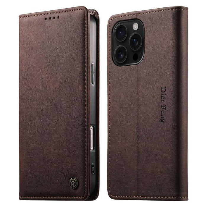 Funda para teléfono Dierfeng de cuero vegano con cierre magnético y protección RFID., For iPhone 17e / 16e, For iPhone 17 Pro Max, For iPhone 17 Pro, For iPhone 17, For iPhone Air, For iPhone 16 Pro Max, For iPhone 16 Pro, For iPhone 16 Plus           ...