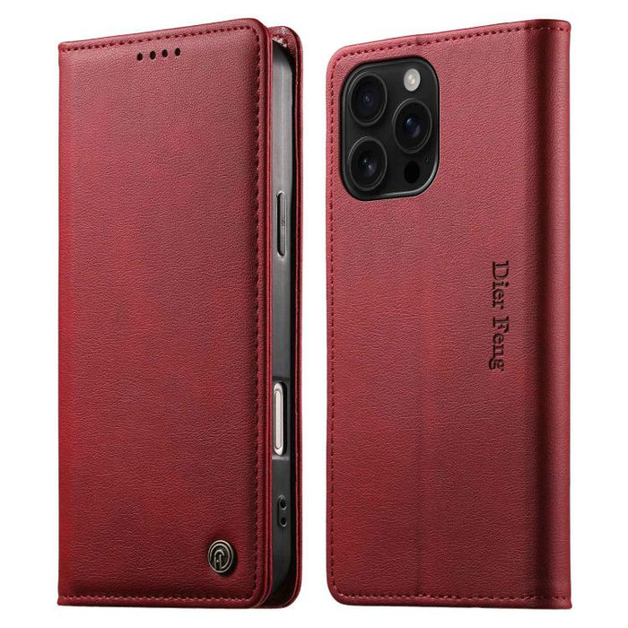 Funda para teléfono Dierfeng de cuero vegano con cierre magnético y protección RFID., For iPhone 17e / 16e, For iPhone 17 Pro Max, For iPhone 17 Pro, For iPhone 17, For iPhone Air, For iPhone 16 Pro Max, For iPhone 16 Pro, For iPhone 16 Plus           ...