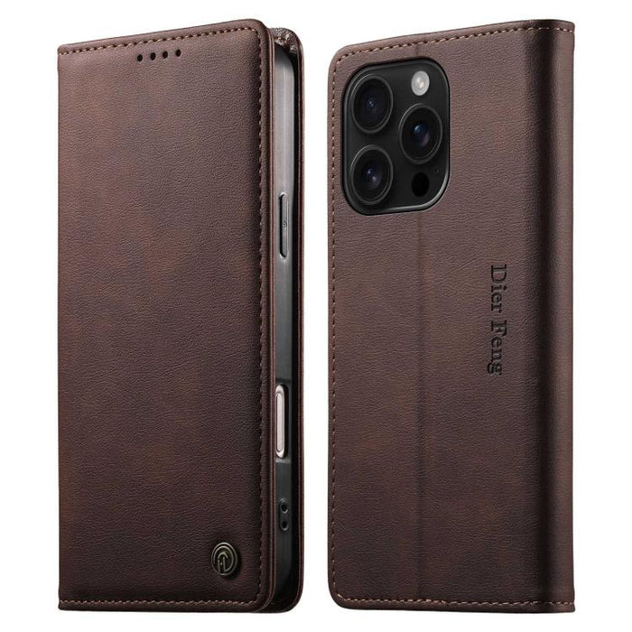Funda para teléfono Dierfeng de cuero vegano con cierre magnético y protección RFID., For iPhone 17e / 16e, For iPhone 17 Pro Max, For iPhone 17 Pro, For iPhone 17, For iPhone Air, For iPhone 16 Pro Max, For iPhone 16 Pro, For iPhone 16 Plus           ...