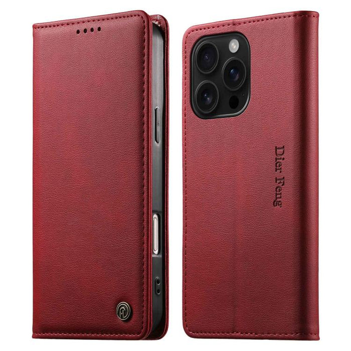 Funda para teléfono Dierfeng de cuero vegano con cierre magnético y protección RFID., For iPhone 17e / 16e, For iPhone 17 Pro Max, For iPhone 17 Pro, For iPhone 17, For iPhone Air, For iPhone 16 Pro Max, For iPhone 16 Pro, For iPhone 16 Plus           ...