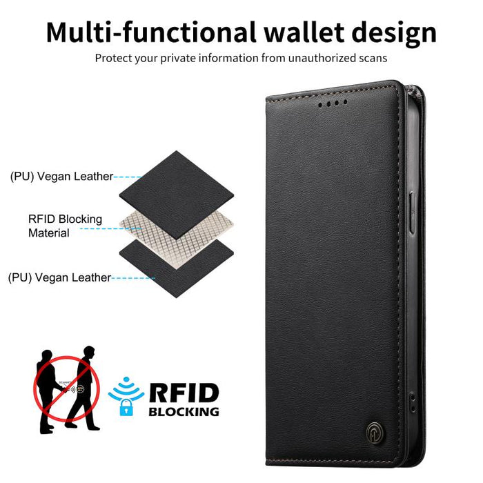 Funda para teléfono Dierfeng de cuero vegano con cierre magnético y protección RFID., For iPhone 14 Pro Max, For iPhone SE 2022 / SE 2020 / 7 / 8, For iPhone 13 Pro Max, For iPhone 13 Pro, For iPhone 13 mini, For iPhone 12 / 12 Pro, For iPhone 12 Pro M...