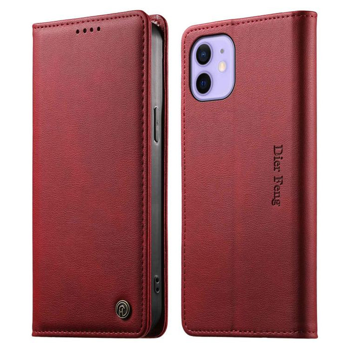 Funda para teléfono Dierfeng de cuero vegano con cierre magnético y protección RFID., For iPhone 14 Pro Max, For iPhone SE 2022 / SE 2020 / 7 / 8, For iPhone 13 Pro Max, For iPhone 13 Pro, For iPhone 13 mini, For iPhone 12 / 12 Pro, For iPhone 12 Pro M...