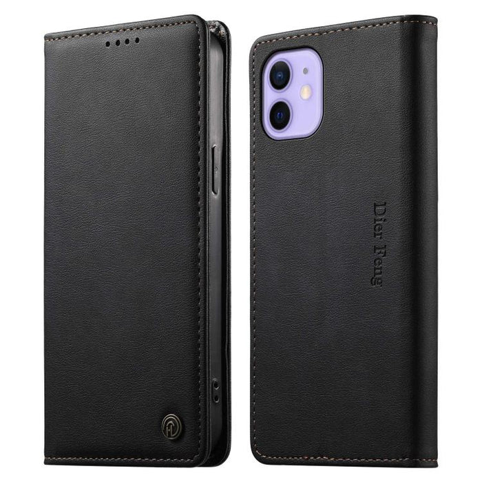 Funda para teléfono Dierfeng de cuero vegano con cierre magnético y protección RFID., For iPhone 14 Pro Max, For iPhone SE 2022 / SE 2020 / 7 / 8, For iPhone 13 Pro Max, For iPhone 13 Pro, For iPhone 13 mini, For iPhone 12 / 12 Pro, For iPhone 12 Pro M...