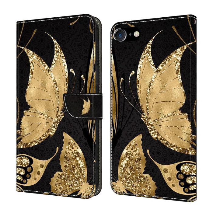 Funda para teléfono de cuero vegano pintado con efecto cristal, For iPhone 11, For iPhone 6 Plus/7 Plus/8 Plus, For iPhone 6 / 7
