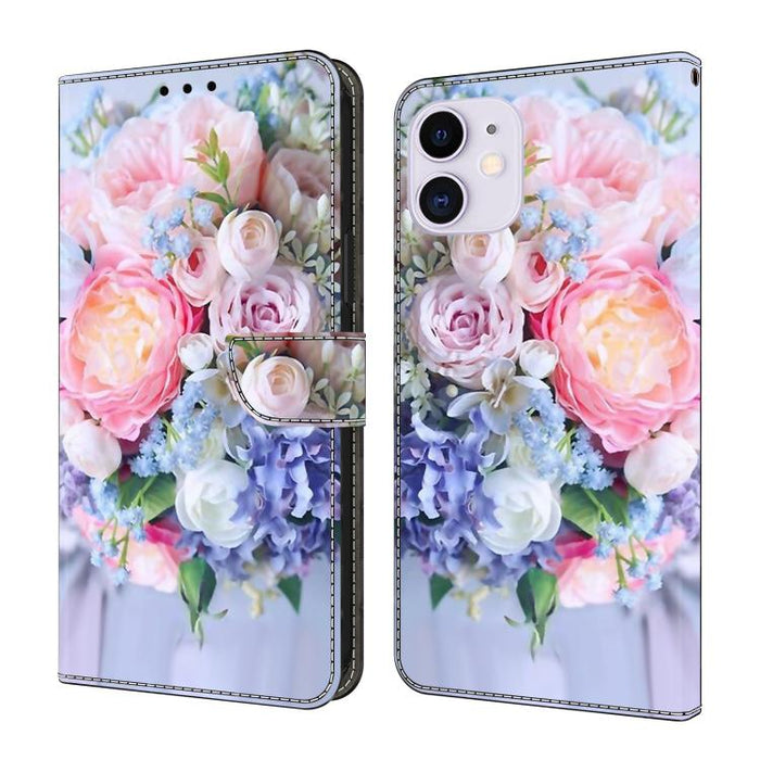 Funda para teléfono de cuero vegano pintado con efecto cristal, For iPhone 11, For iPhone 6 Plus/7 Plus/8 Plus, For iPhone 6 / 7