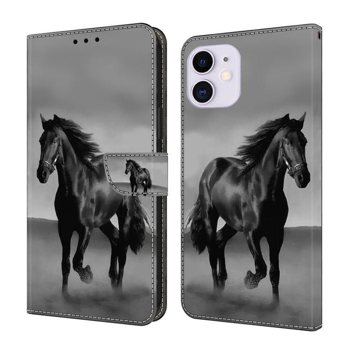 Funda para teléfono de cuero vegano pintado con efecto cristal, For iPhone 11, For iPhone 6 Plus/7 Plus/8 Plus, For iPhone 6 / 7