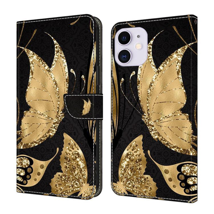 Funda para teléfono de cuero vegano pintado con efecto cristal, For iPhone 11, For iPhone 6 Plus/7 Plus/8 Plus, For iPhone 6 / 7