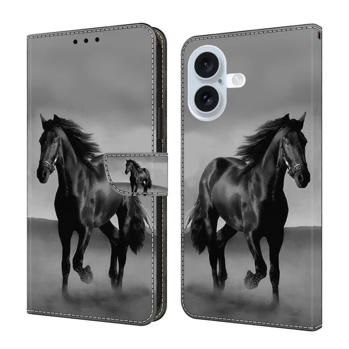 Funda para teléfono de cuero vegano pintado con efecto cristal, For iPhone 16e / 17e, For iPhone 17 Pro Max, For iPhone 17 Pro, For iPhone 17, For iPhone Air, For iPhone 16 Pro Max
