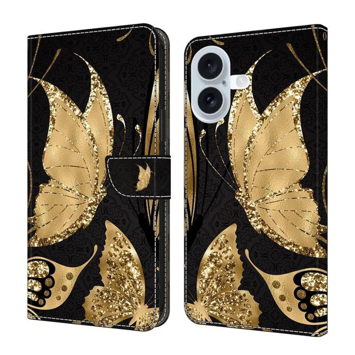 Funda para teléfono de cuero vegano pintado con efecto cristal, For iPhone 16e / 17e, For iPhone 17 Pro Max, For iPhone 17 Pro, For iPhone 17, For iPhone Air, For iPhone 16 Pro Max