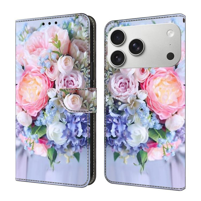 Funda para teléfono de cuero vegano pintado con efecto cristal, For iPhone 16e / 17e, For iPhone 17 Pro Max, For iPhone 17 Pro, For iPhone 17, For iPhone Air, For iPhone 16 Pro Max