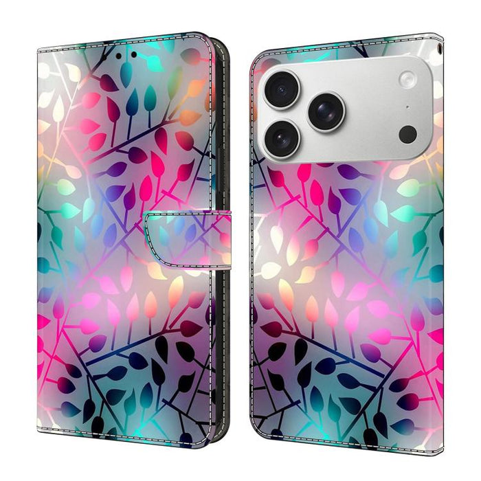 Funda para teléfono de cuero vegano pintado con efecto cristal, For iPhone 16e / 17e, For iPhone 17 Pro Max, For iPhone 17 Pro, For iPhone 17, For iPhone Air, For iPhone 16 Pro Max
