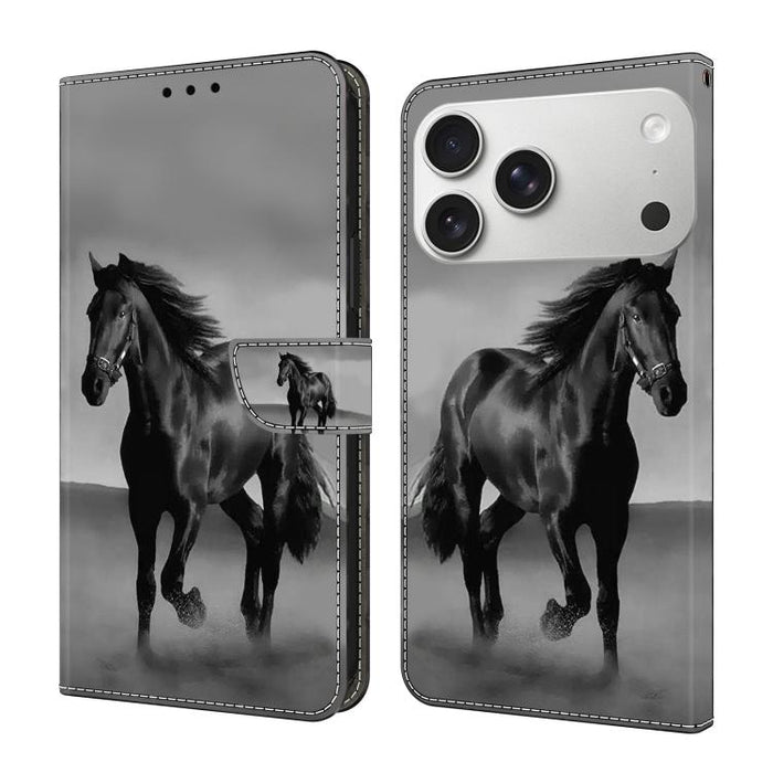 Funda para teléfono de cuero vegano pintado con efecto cristal, For iPhone 16e / 17e, For iPhone 17 Pro Max, For iPhone 17 Pro, For iPhone 17, For iPhone Air, For iPhone 16 Pro Max