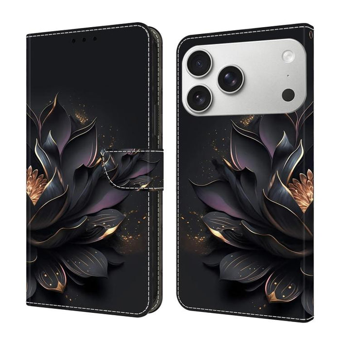 Funda para teléfono de cuero vegano pintado con efecto cristal, For iPhone 16e / 17e, For iPhone 17 Pro Max, For iPhone 17 Pro, For iPhone 17, For iPhone Air, For iPhone 16 Pro Max
