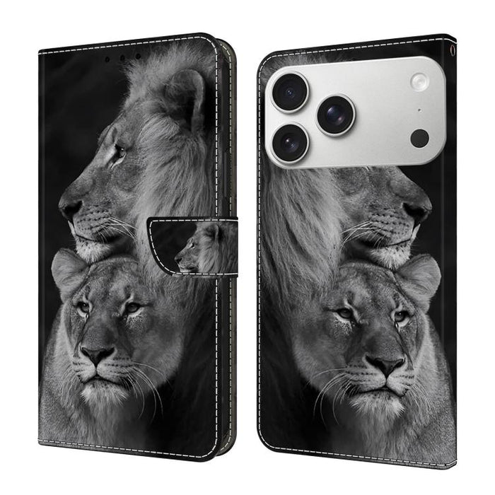 Funda para teléfono de cuero vegano pintado con efecto cristal, For iPhone 16e / 17e, For iPhone 17 Pro Max, For iPhone 17 Pro, For iPhone 17, For iPhone Air, For iPhone 16 Pro Max