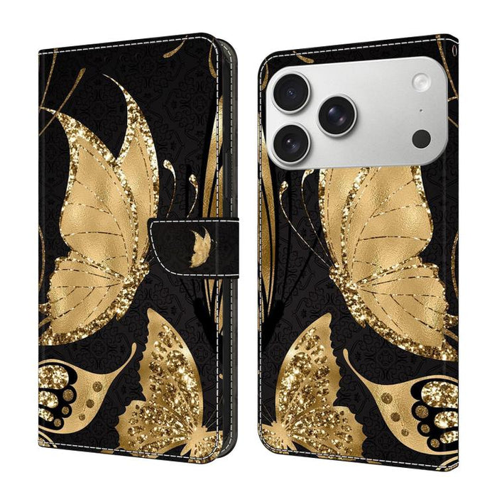 Funda para teléfono de cuero vegano pintado con efecto cristal, For iPhone 16e / 17e, For iPhone 17 Pro Max, For iPhone 17 Pro, For iPhone 17, For iPhone Air, For iPhone 16 Pro Max
