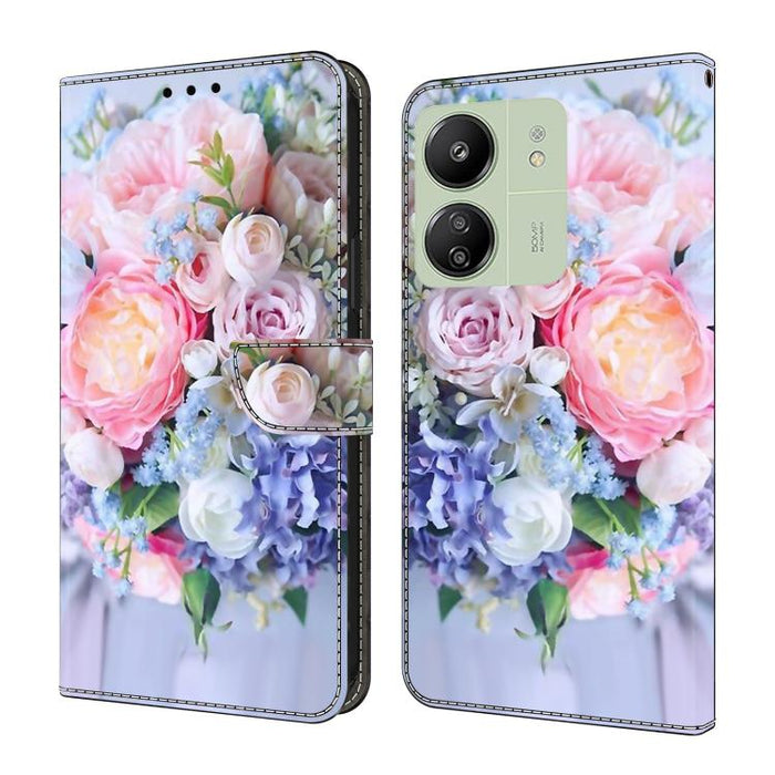 Funda para teléfono de cuero vegano pintado con efecto cristal, For Redmi Note 14 Pro 5G, For Redmi 13C 5G / 4G, For Redmi K70E