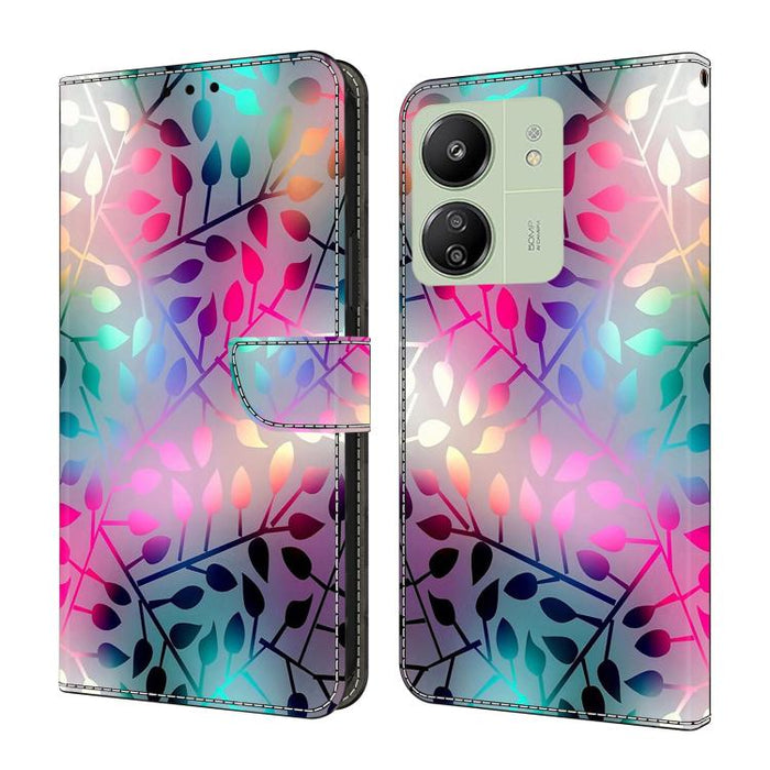 Funda para teléfono de cuero vegano pintado con efecto cristal, For Redmi Note 14 Pro 5G, For Redmi 13C 5G / 4G, For Redmi K70E
