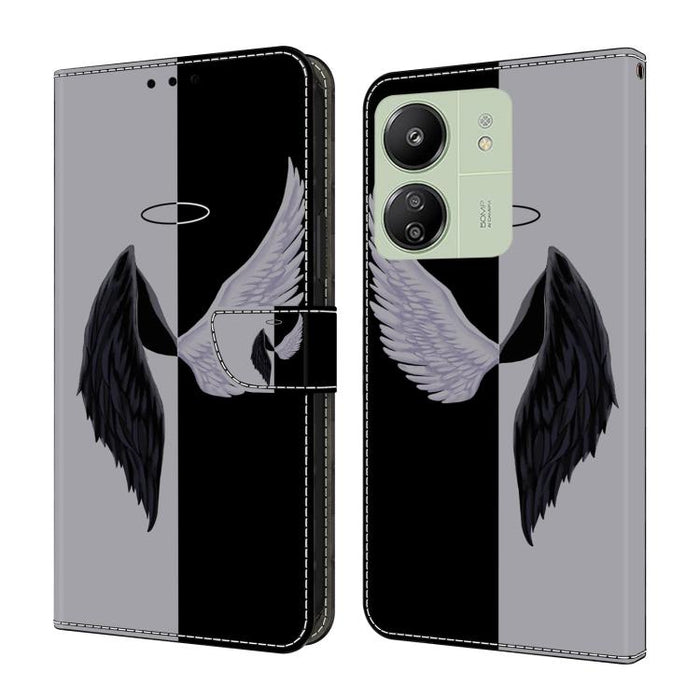 Funda para teléfono de cuero vegano pintado con efecto cristal, For Redmi Note 14 Pro 5G, For Redmi 13C 5G / 4G, For Redmi K70E