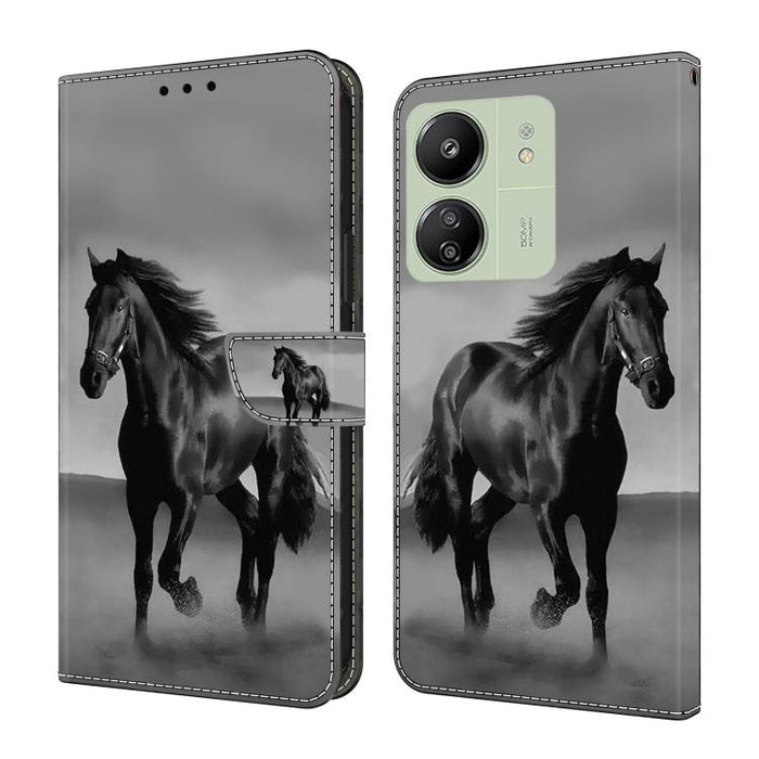 Funda para teléfono de cuero vegano pintado con efecto cristal, For Redmi Note 14 Pro 5G, For Redmi 13C 5G / 4G, For Redmi K70E