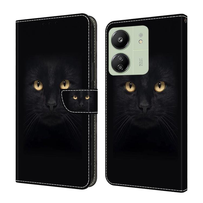 Funda para teléfono de cuero vegano pintado con efecto cristal, For Redmi Note 14 Pro 5G, For Redmi 13C 5G / 4G, For Redmi K70E