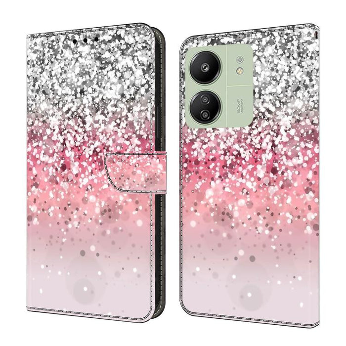 Funda para teléfono de cuero vegano pintado con efecto cristal, For Redmi Note 14 Pro 5G, For Redmi 13C 5G / 4G, For Redmi K70E