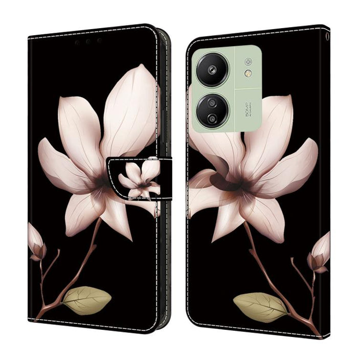 Funda para teléfono de cuero vegano pintado con efecto cristal, For Redmi Note 14 Pro 5G, For Redmi 13C 5G / 4G, For Redmi K70E