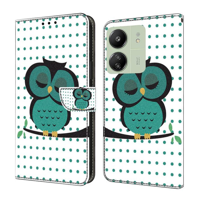Funda para teléfono de cuero vegano pintado con efecto cristal, For Redmi Note 14 Pro 5G, For Redmi 13C 5G / 4G, For Redmi K70E