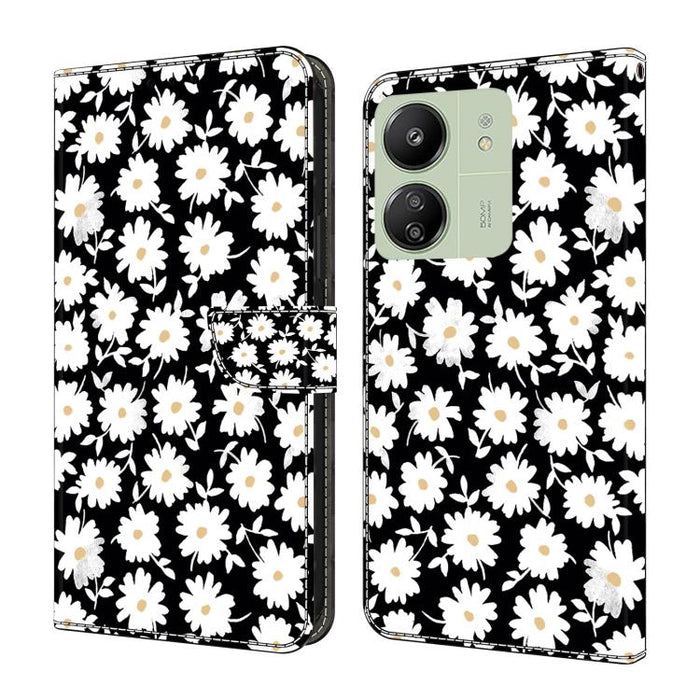 Funda para teléfono de cuero vegano pintado con efecto cristal, For Redmi Note 14 Pro 5G, For Redmi 13C 5G / 4G, For Redmi K70E
