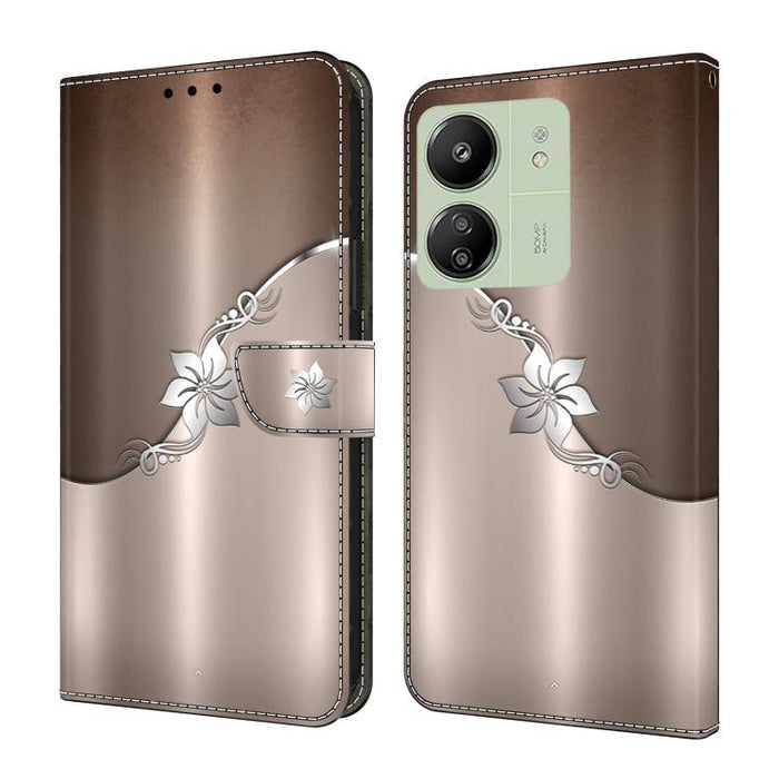 Funda para teléfono de cuero vegano pintado con efecto cristal, For Redmi Note 14 Pro 5G, For Redmi 13C 5G / 4G, For Redmi K70E