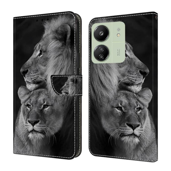 Funda para teléfono de cuero vegano pintado con efecto cristal, For Redmi Note 14 Pro 5G, For Redmi 13C 5G / 4G, For Redmi K70E