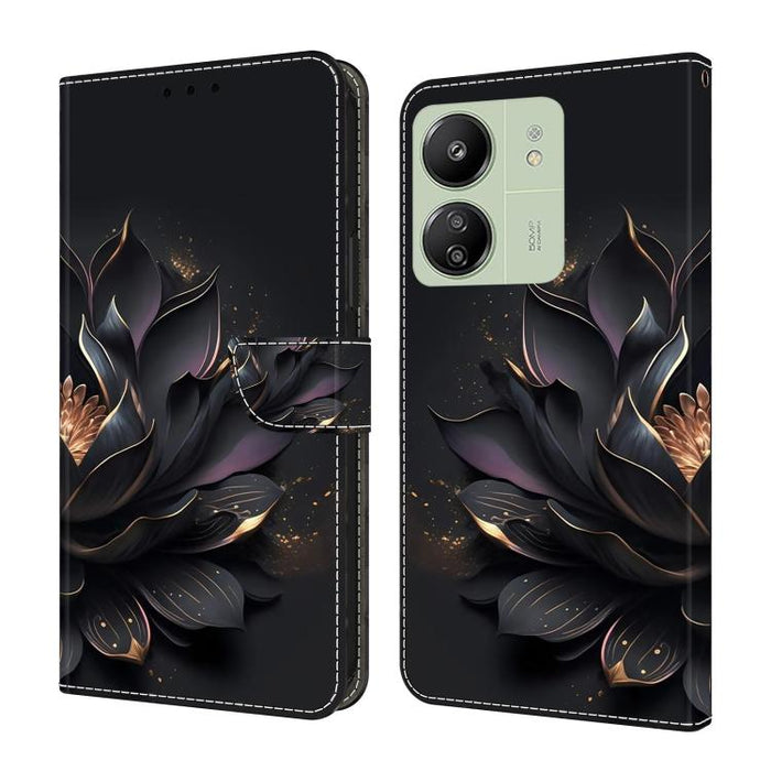 Funda para teléfono de cuero vegano pintado con efecto cristal, For Redmi Note 14 Pro 5G, For Redmi 13C 5G / 4G, For Redmi K70E