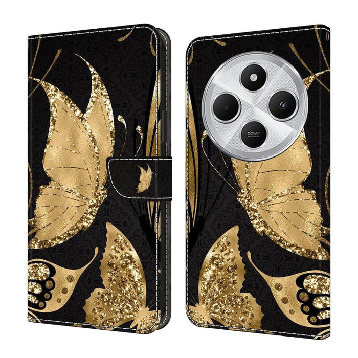 Funda para teléfono de cuero vegano pintado con efecto cristal, For Redmi Note 14 4G 164.84mm, For Redmi Note 14 Pro+ 5G / Poco X7, For Redmi 14C 5G / 4G, For Redmi Note 14 Pro 4G, For Redmi Note 14 4G 163.25mm, For Redmi Note 14 5G