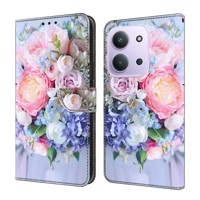 Funda para teléfono de cuero vegano pintado con efecto cristal, For Redmi Note 14 4G 164.84mm, For Redmi Note 14 Pro+ 5G / Poco X7, For Redmi 14C 5G / 4G, For Redmi Note 14 Pro 4G, For Redmi Note 14 4G 163.25mm, For Redmi Note 14 5G