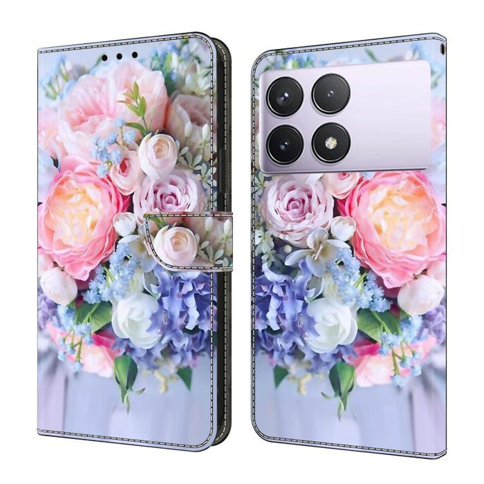 Funda para teléfono de cuero vegano pintado con efecto cristal, For Redmi Note 14 Pro 5G, For Redmi 13C 5G / 4G, For Redmi K70E
